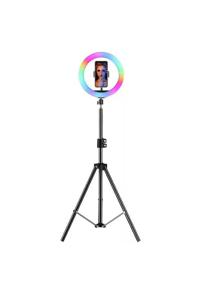 Rgb Işıklı 26 Cm 10 İnç Çok Renkli Led Ring Light 2.1m Tripot Youtube Tiktok Make Up Çekim Işığı