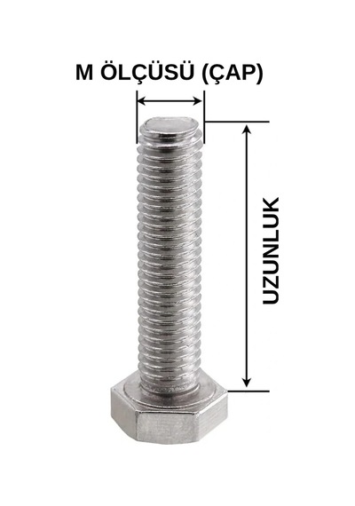 M4x12mm Cıvata Beyaz Altıköşe 5.8 Kalite Dın933 10 Adet Diğer