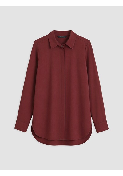 Lcw Everyday Bordo Gabardin Kadın Gömlek Tunik