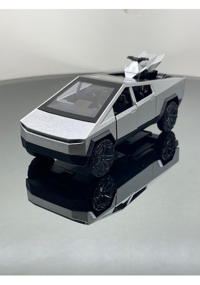 Tesla Cyber Truck 1:32 Ölçek Metal Çek Bırak 12 Cm Oyuncak Araba - Gri