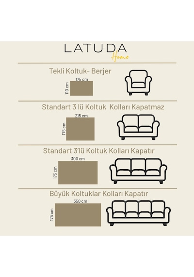 Tr Premium Koltuk Örtüsü 175x215 Gramajlı Jakarlı Şönil Bej Kanepe Örtüsü Kaymaz Diğer