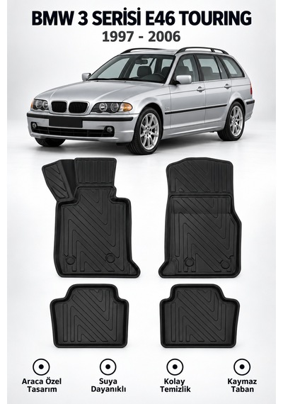 Bmw 3 Serisi E46 Touring 2005 Karbon Desenli Premium 3d Havuzlu Oto Paspas