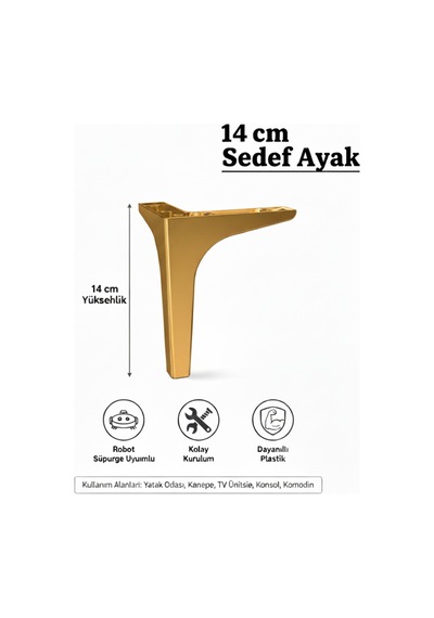 Sedef 14 Cm Altın Mobilya Kanepe Sehpa Tv Ünitesi Koltuk Ve Konsol Ayağı Altın
