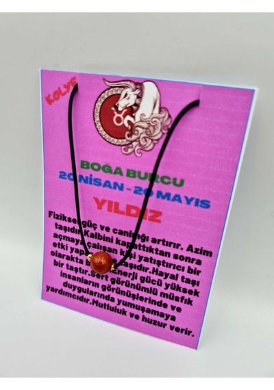 Sertifikalı Boğa Burcu Yıldız Taşı Doğal Taş Kolye Çok REnkli