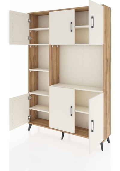 Arges Dolap 9 Raflı 6 Kapaklı 132x30x195 Çam-aytaşı/aytaşı Çam
