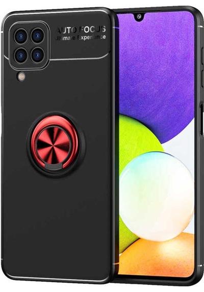 Galaxy A22 4g Kılıf Zore Ravel Silikon Kapak Siyah-Kırmızı