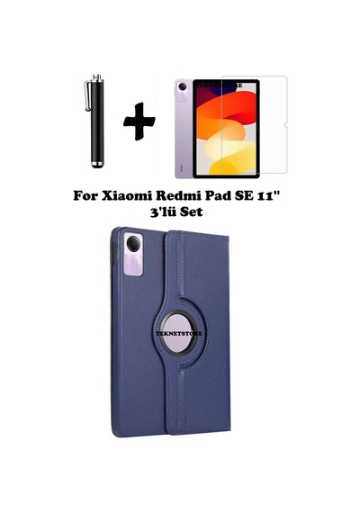 Xiaomi Redmi Pad Se 11 Inç Tablet Uyumlu Uyku Modlu 360 Döner Pu Deri Kılıf Seti Kılıf