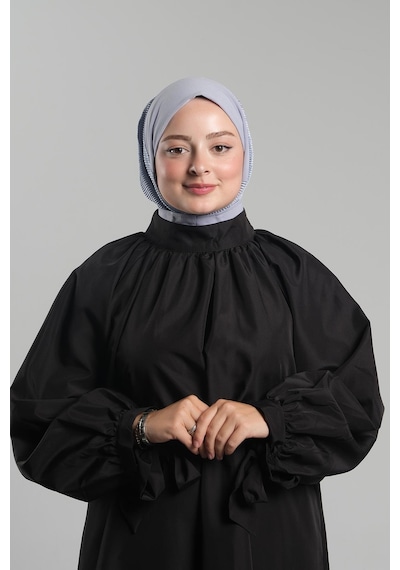Hürrem Bone Gri Pratik Hazır Geçmeli Tesettür Eşarp Sandy Arkadan Çıtçıtlı Piliseli Hijab 2406 15 Gri