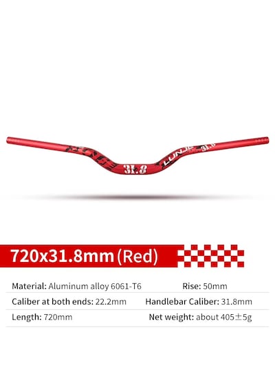 Lunje Riser Alüminyum Bisiklet Gidonu 780 Mm Kırmızı