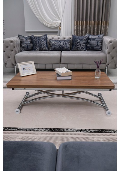 Juppo Üst Tabla Mdf Ceviz Oval Köşe Alt Krom Dışa K