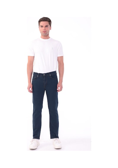 Blayn Jeans Erkek Tint Efekt Diz İzi Yapmayan Pamuklu Esnek Denim Jean Kot Pantolon Regular Kalıp Petrol Mavisi