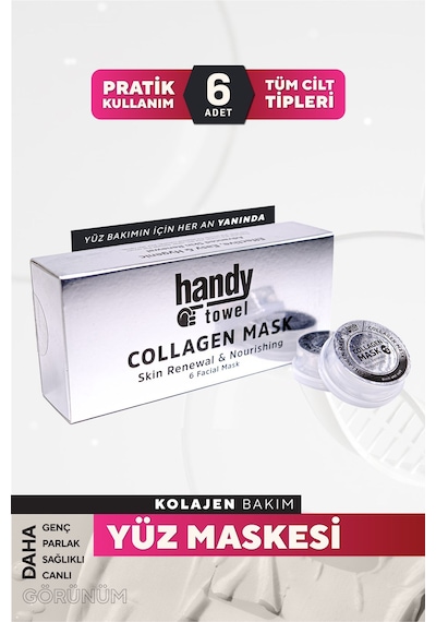Handytowel Kolajen Kağıt Yüz Maskesi 6'lı