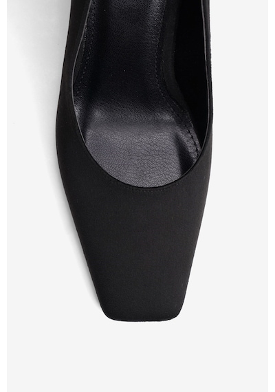 Mubiano Kadın Süet Topuklu Ayakkabı Kare Burun Stiletto Naya Siyah Siyah Süet