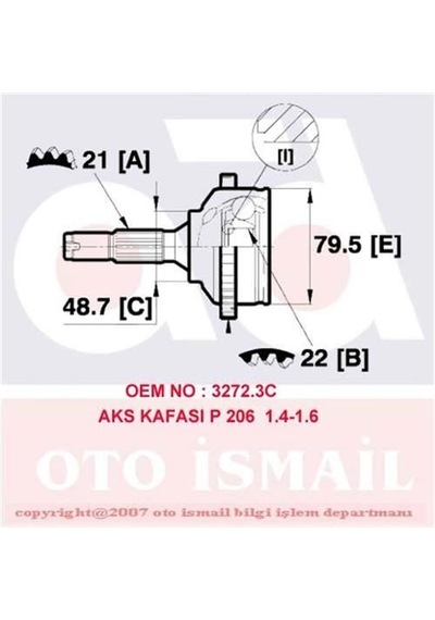 CIFAM 607-382 AKS KAFASI DIŞ ABSLİ 206 -02 1.4 HDI 1.4 8V TU3JP