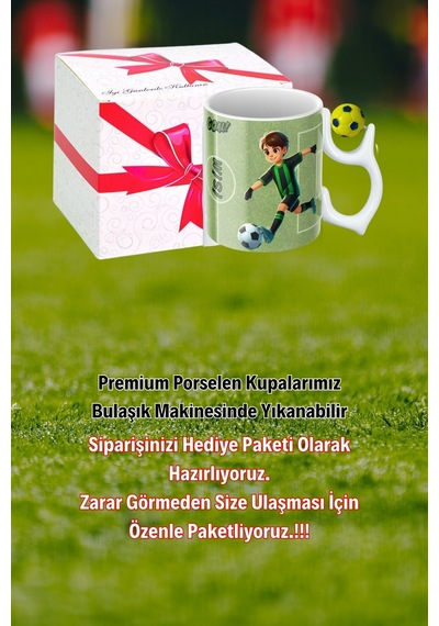 Sarı Lacivert Futbol Toplu Yeşil Siyah Forma Oyunculu Taraftar İsimli Baskılı Kupa Bardak Beyaz