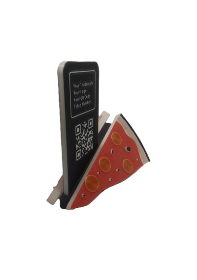 Mottopi Qr Menü Standı Pizza Dilim Tasarım / Dijital Menü Modern Stand,qr Menü Masaüstü Standı - 1 Adet Çok Renkli