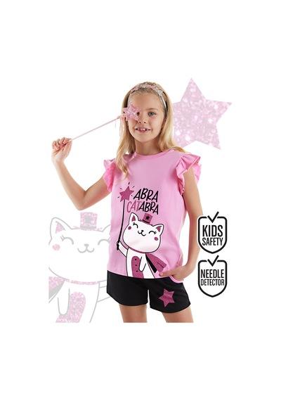 Abra Catabra Fırfırlı Kız Çocuk Yazlık T-Shirt Şort Takım