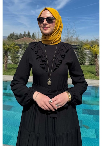 Rabia Şamlı Jale Elbise Siyah Normal