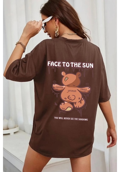 Uyguntarz Unisex The Sun Tasarım Tshirt Kahverengi