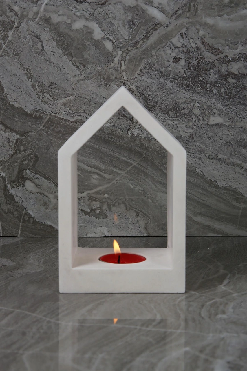 El Yapımı Beton Mumluk Özel Tasarım Tealight Ev Ofis Oda Aydınlatma Beyaz