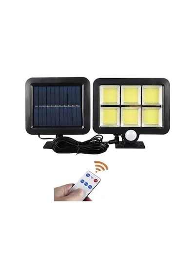 Jenerik 120 Cob Led Solar Panelli 3 Modlu Duvar Lambası Uzaktan Kumandalı Mz-302k Çok Renkli
