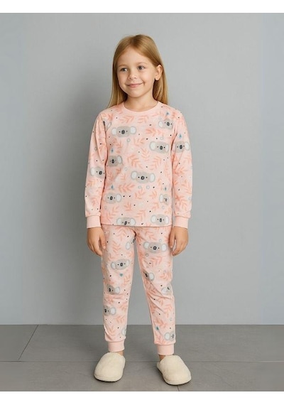 Kız Çocuk Koala Baskılı Pamuklu Pijama Takımı-16060 SOMON
