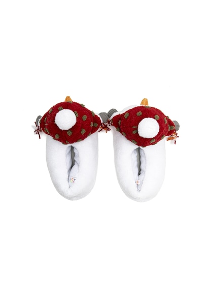 Twigy Snowman Kadın, Garson Boy Hayvanlı Panduf Beyaz-kırmızı 36/41 Beyaz - Kırmızı