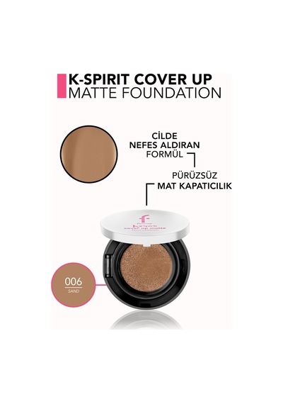 Flormar K-Spirit Cover Up Yüksek Kapatıcı & Uzun Süre Kalıcı Yarı Mat Bitişli Fondöten 006 Sand