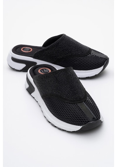 Luvishoes Glea Siyah Taşlı Fileli Burnu Kapalı Kadın Terlik Siyah