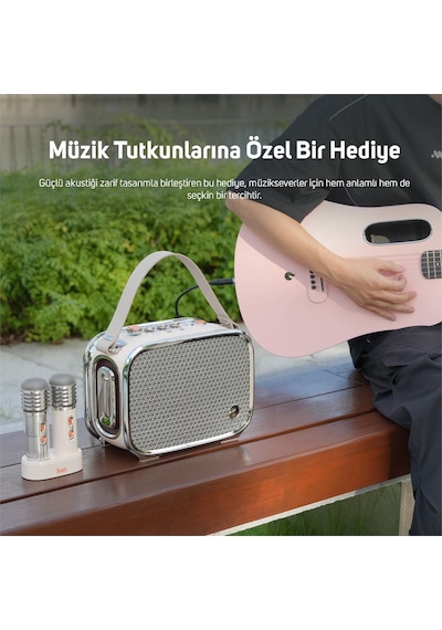 Divoom Songbird Ultra 100w Çift Mikrofonlu Karaoke Bluetooth Hoparlör, Taşınabilir Ses Bombası, 8 Sa