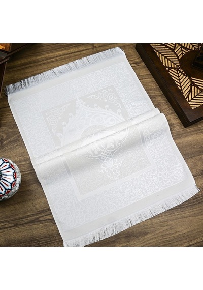 Hediyelik Set Seccade Krem Şal Ve 99 İnci Tesbih Çok Renkli