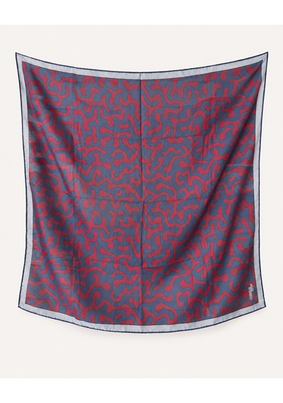 Bonjela Doku Desen Digital Soft Eşarp Mavi - Bordo