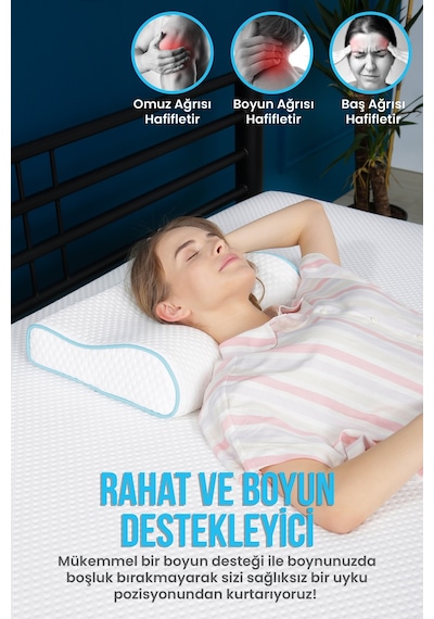 Viscofoam Küçük Boyun Destekli Ortopedik Yastık Visco Yastık 46x30x10-8cm