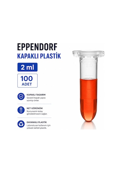 Eppendorf Kapaklı Plastik 2 Ml - 100 Adet
