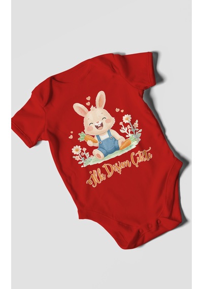 Morivokids İlk Dişim Çıktı Kısa Kollu Bebek Body %100 Pamuk Zbn119-kk Kırmızı