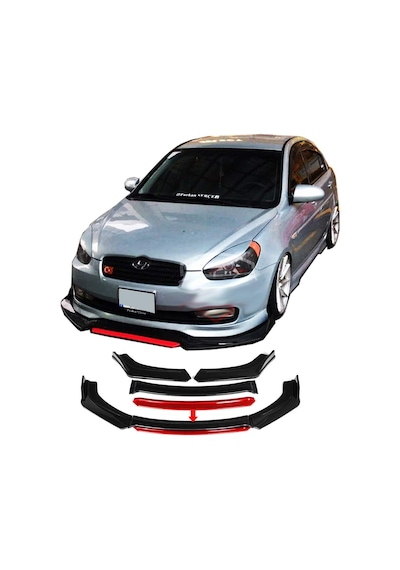Hyundai Accent Era Uyumlu Ön Lip Kırmızı Renkli 4 Parça - A+ Ürü