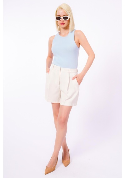Seeh Ekru Basic Kadın Şort Sh246