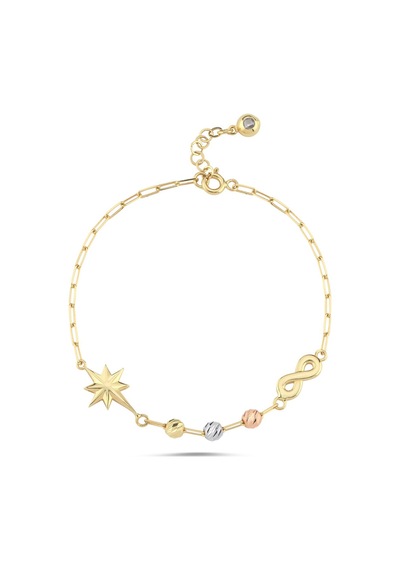 Kuzey Yıldızı Figürlü İnce Altın Bileklik 17-20 Cm T14513 Çok Renkli