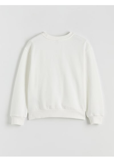 LC Waikiki Lcw Kids Ekru Yılbaşı Temalı Kız Çocuk Kalın Sweatshirt Ecru