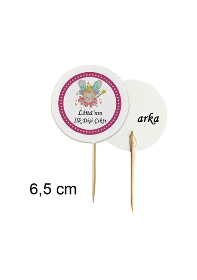 20 Adet Kişiye Özel Renkli Melek Kanatlı Diş Buğdayı Kürdanı 6,5 Cm - Toothpick