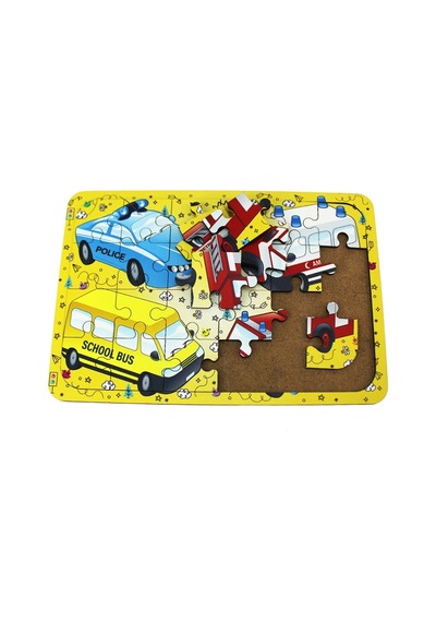 Ahşap Taşıtlar Puzzle - Bebekleri İçin Puzzle - Ahşap Yapboz Oyuncak - Oyuncak Yap-boz - 24 Parça Pu 1 Adet