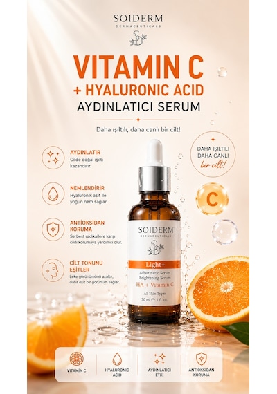Soiderm Light+ Aydınlatıcı Serum - Hyalüronik Asit + Vitamin C