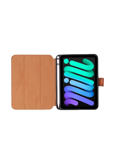 Bloomcase Trigon Tan Apple Uyumlu iPad  Mini 2024 Hakiki Deri Kılıf Tablet Kılıfı