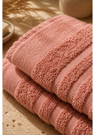 Sahra Model 2'li Banyo Havlu Seti Kiremit