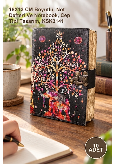10 Adet Deri Defter 18x13 Cm Boyutlu, Not Defteri Ve Notebook, Cep Tipi Tasarım, Ksk3141 Altın