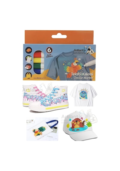 Kumaş Kalemi 6 Renk Tekstil Markör Kalemi 1 Paket Kalıcı Tişört Ayakkabı Giysi Bez Çanta Keçeli Boyama Kalemi Çok Renkli