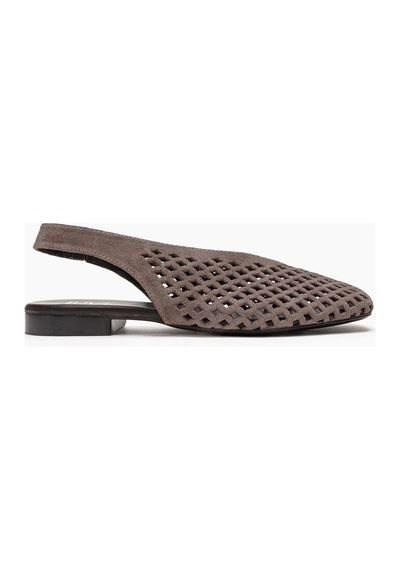 Luvishoes Delızıa Vizon Süet Hakiki Deri Önü Kapalı Lazer Kesim Kadın Sandalet