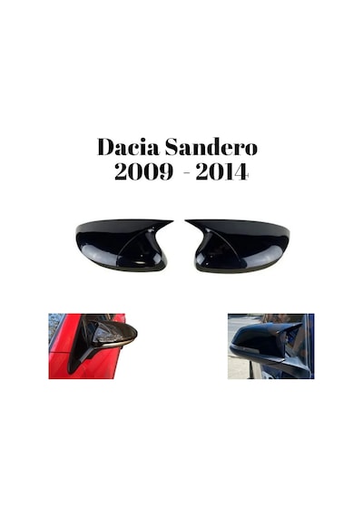 Dacia Sandero 2009 2010 2011 2012 2013 2014 Uyumlu Yarasa Batman Ayna Kapağı Takımı Parlak Siyah