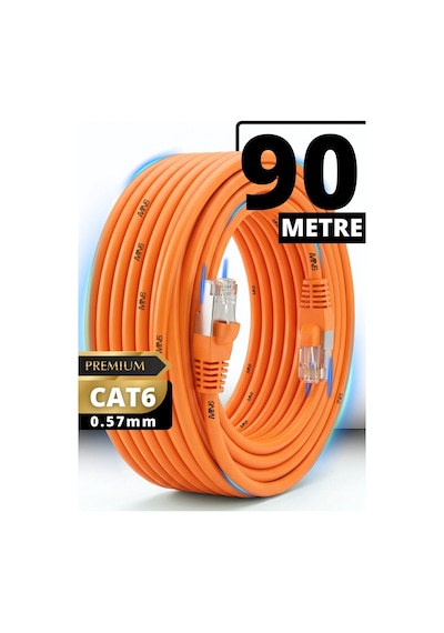 Mn6 M107xt Cat6 Ethernet Kablosu 90 Metre 0.57mm Utp Ultra Dayanıklı Çift Kat Korumalı Dış Mekan Ağır Şartlara Uygun Lan Kablosu 90 M