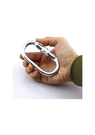 Ayrex Badem10 Oval Karabina Kilitli 10 Mm Kanca Paslanmaz Çelik Kilit Tırmanma Kamp Ekipman Tırmanış İp Askı Kili